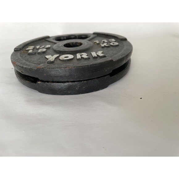 Set of 2 YORK 2 ½ lb. Iron Finger Grip Barbell Weight Plates - Picture 7 of 7